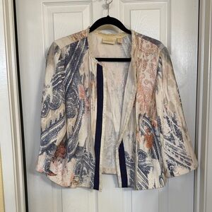 Chico's Artistic Blue and Orange Blazer